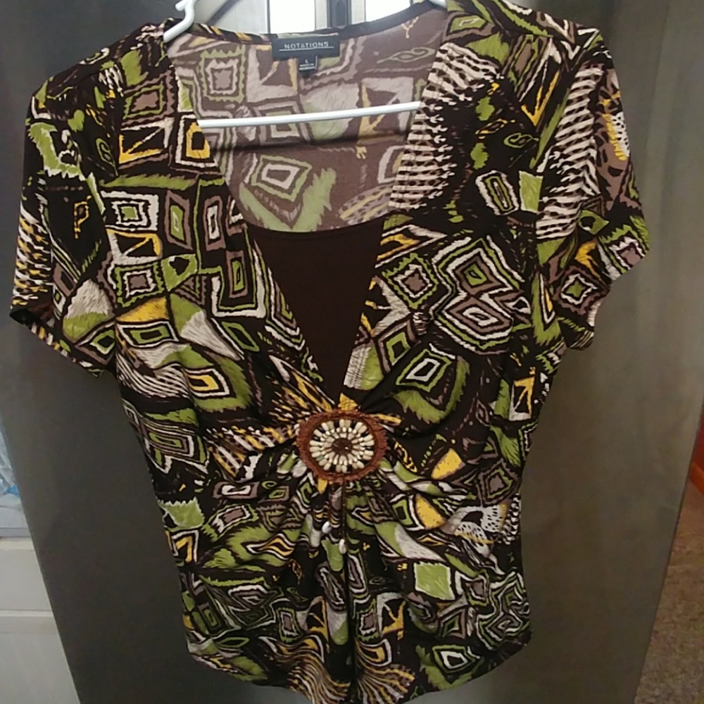 Notations Womens Short Sleeve Size Large Blouse!!